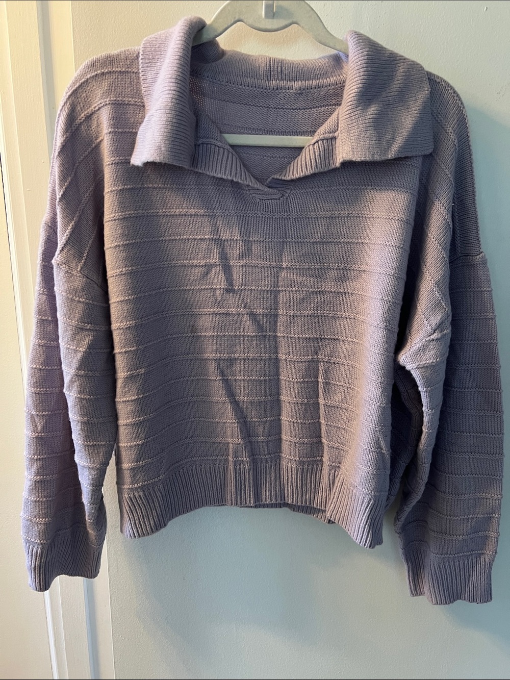 Set Relaxed Collared Women's Sweater in Lavender with shorts